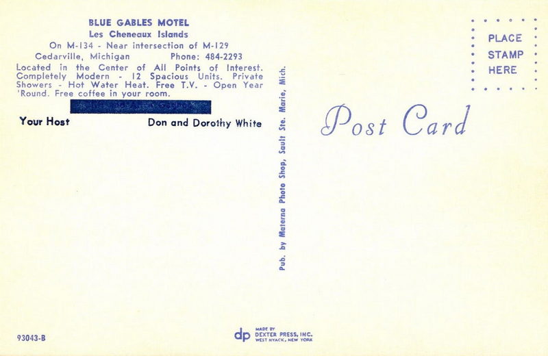 Blue Gables Motel (Island Inn) - Old Postcard (newer photo)